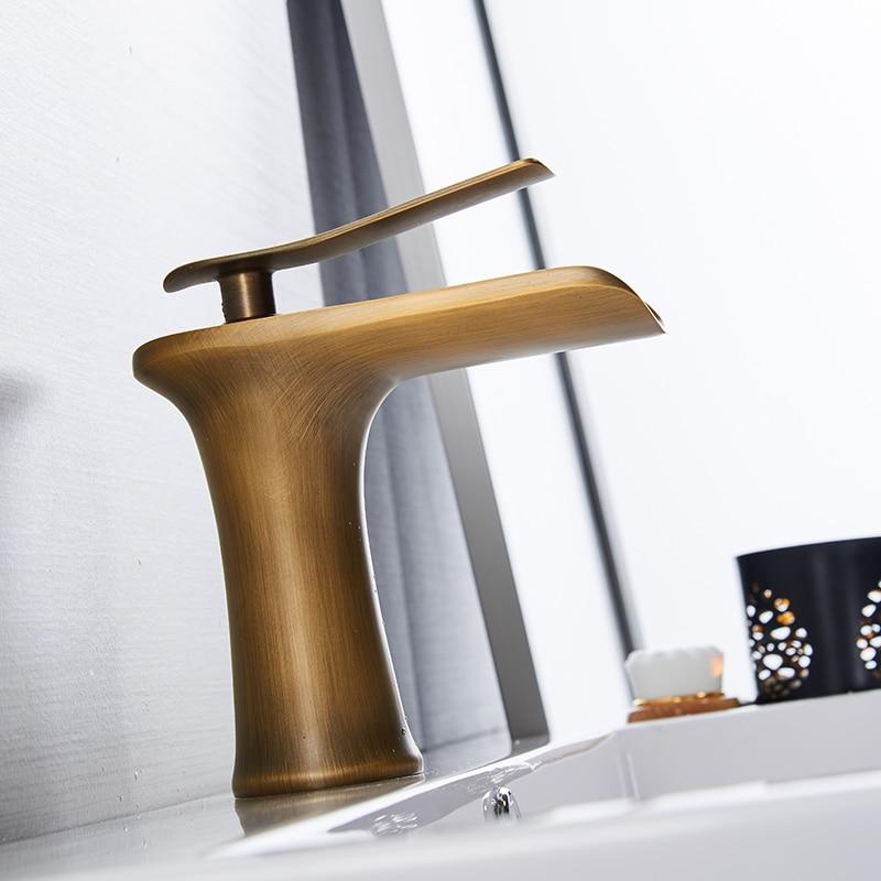 Bathroom Faucet Single Handle Waterfall Brass