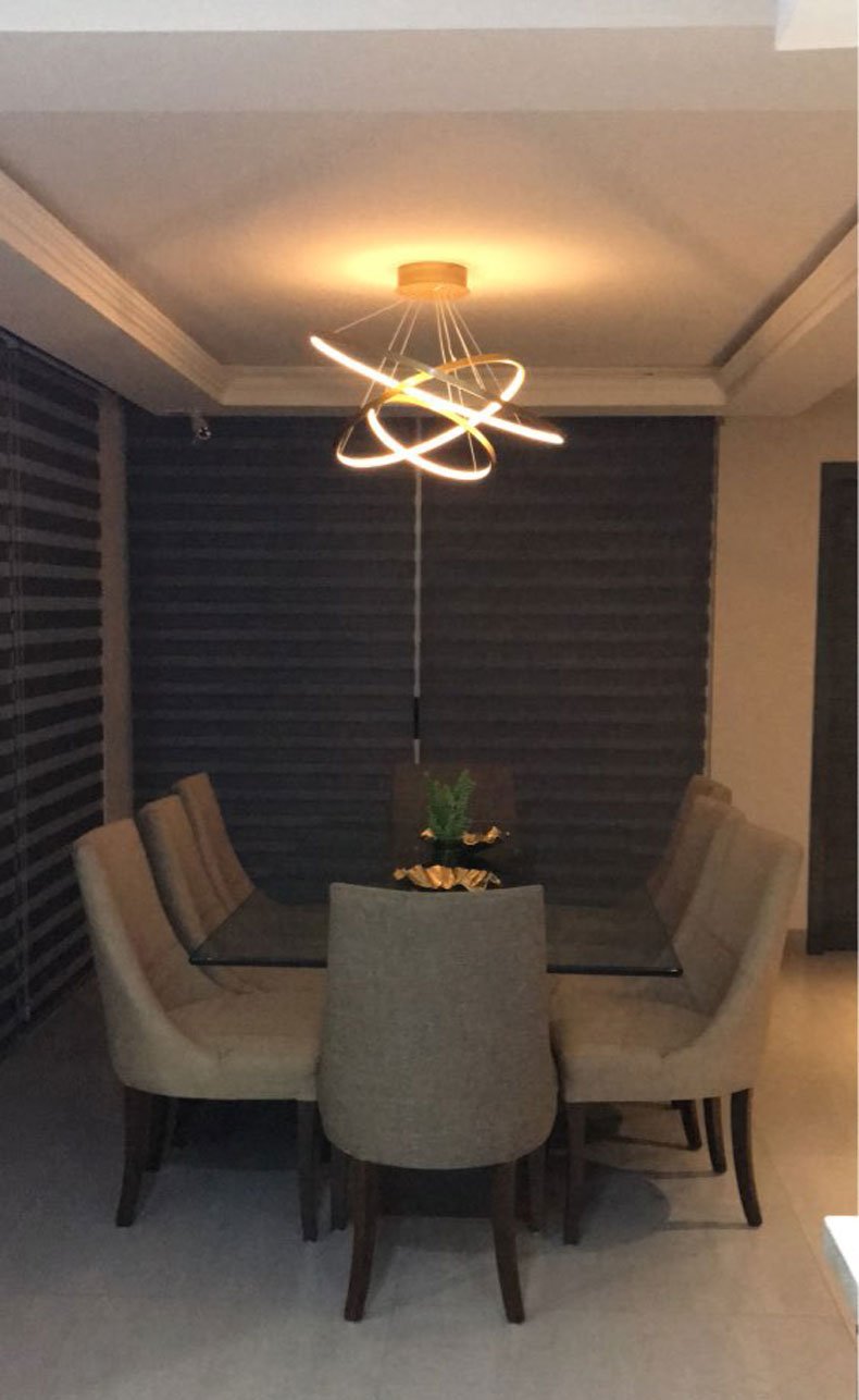 Modern Circular Ring Chandelier, LED Aluminum Ceiling Light for Living Room
