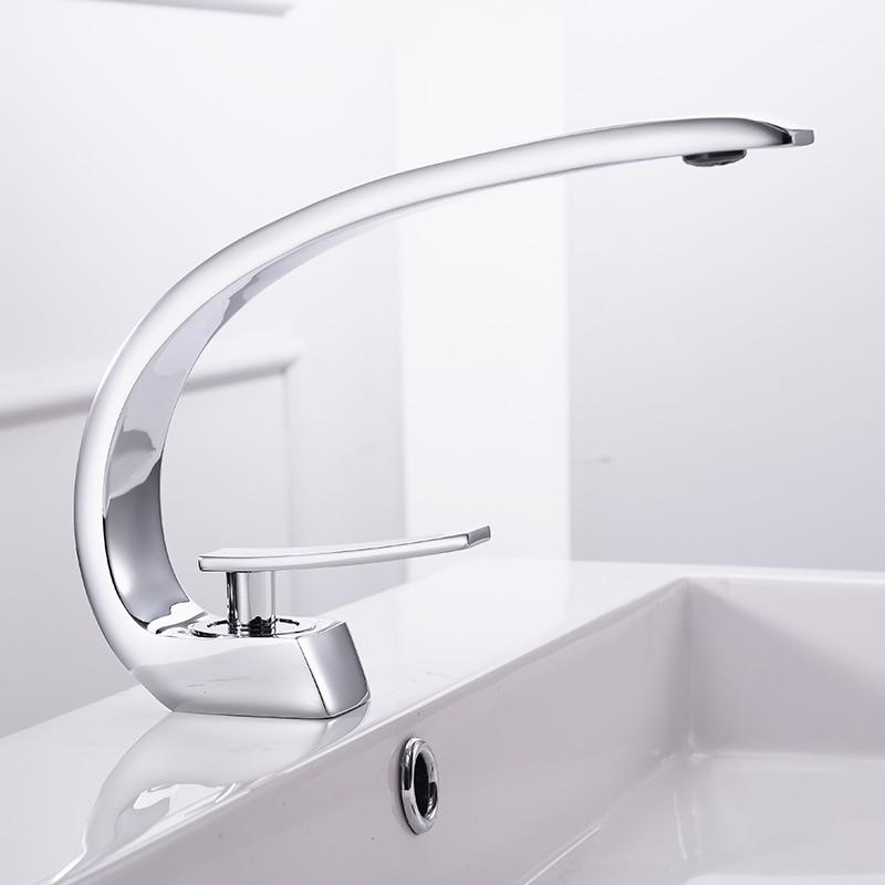 Bathroom Faucet Modern Brass Single Handle Crane Design
