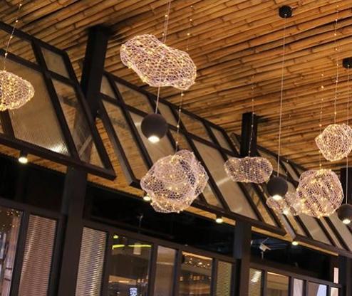 Art Deco Starlight Cloud Chandelier, LED Iron Ceiling Lamp for Living Room