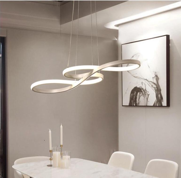 Infinity Ring Chandelier, Minimalist Acrylic Aluminum Art Deco for Living Room
