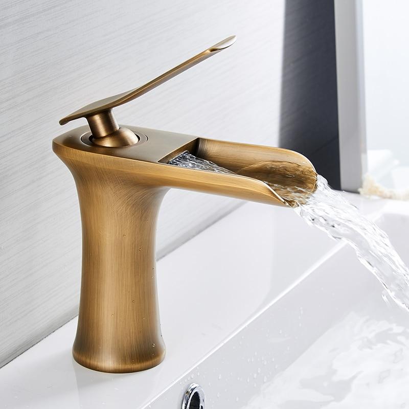 bathroom faucet single handle waterfall brass