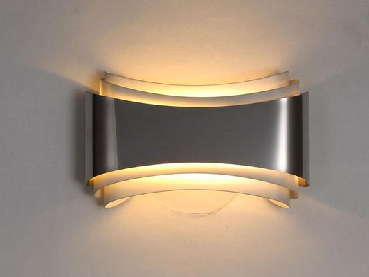 Modern LED Curved Wall Sconce, Stainless Steel Warm White for Living Room