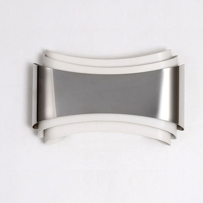 Modern LED Curved Wall Sconce, Stainless Steel Warm White for Living Room