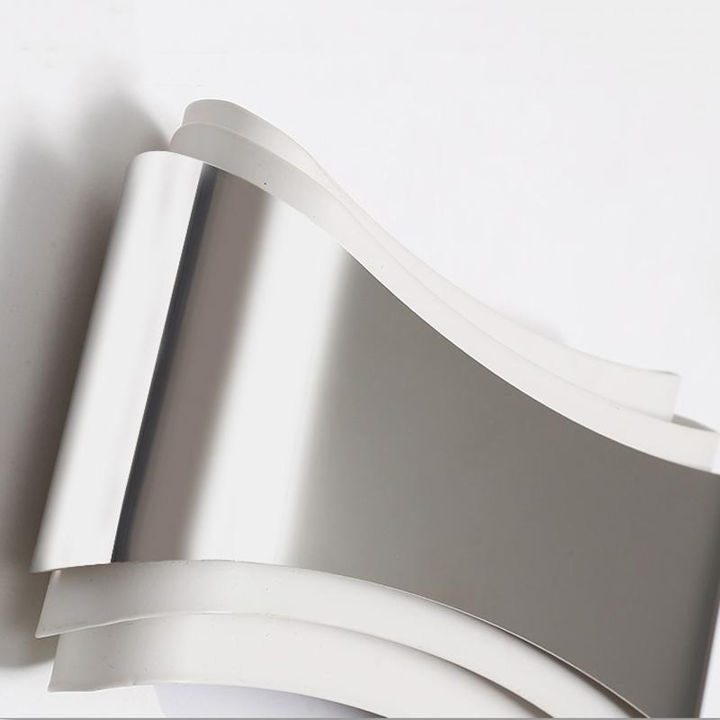 Modern LED Curved Wall Sconce, Stainless Steel Warm White for Living Room