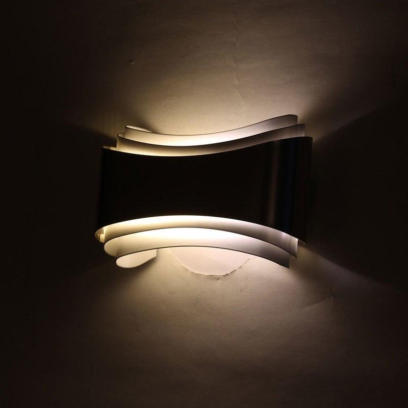 Modern LED Curved Wall Sconce, Stainless Steel Warm White for Living Room
