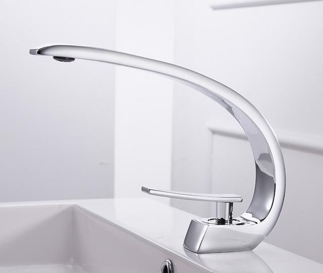 Bathroom Faucet Modern Brass Single Handle Crane Design