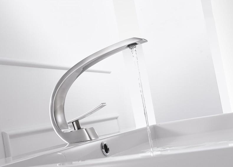 Bathroom Faucet Modern Brass Single Handle Crane Design