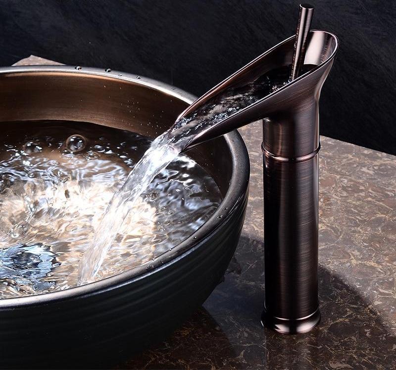 Bathroom Faucet Waterfall Single Handle Brass Luxury