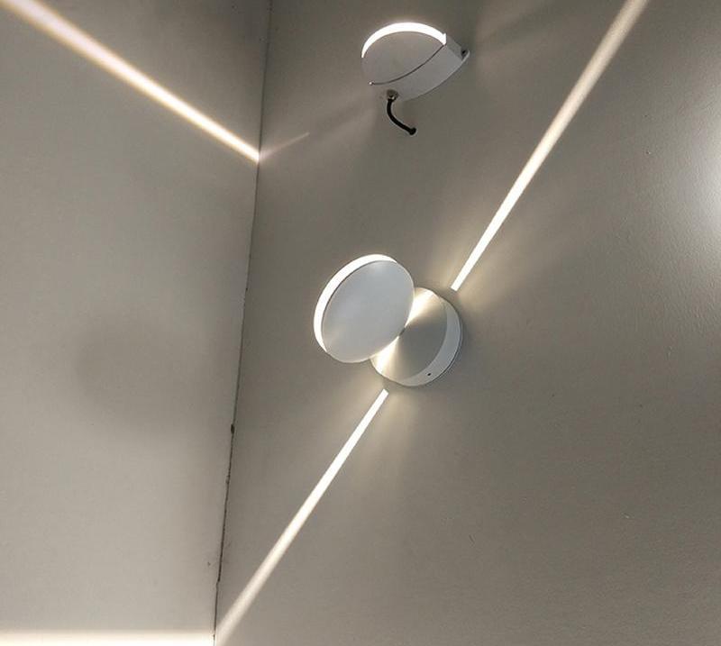 Circular LED Wall Sconce, 360° Rotating Waterproof Aluminum Lamp Outdoor