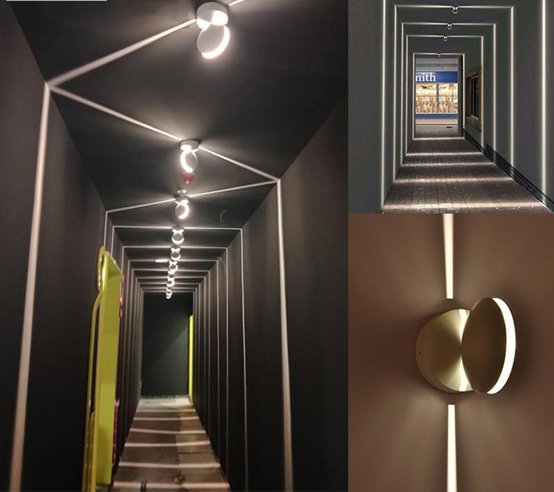 Circular LED Wall Sconce, 360° Rotating Waterproof Aluminum Lamp Outdoor