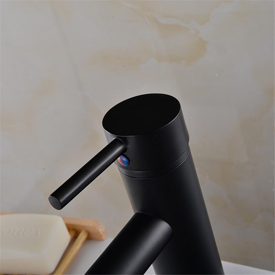 Bathroom Faucet Black Matte Stainless Steel Modern