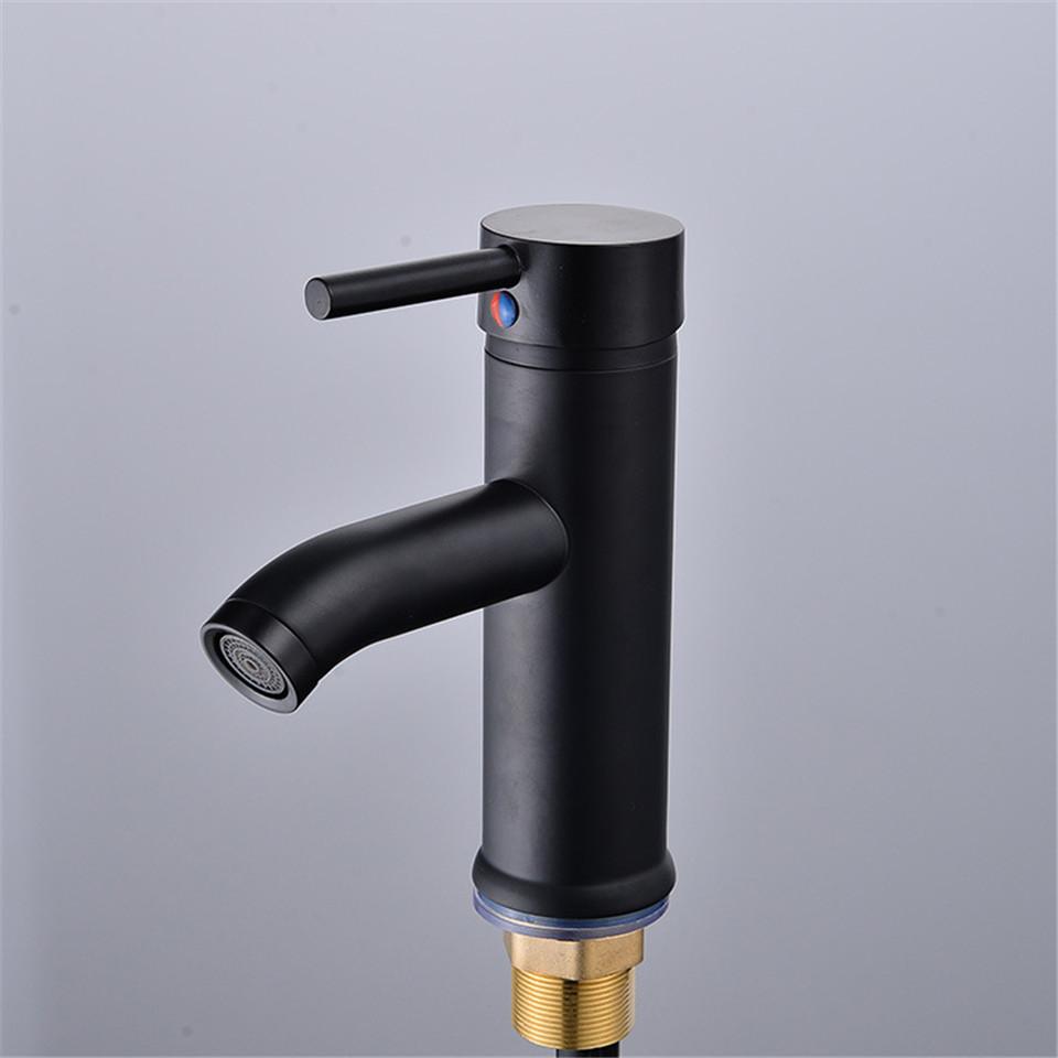 Bathroom Faucet Black Matte Stainless Steel Modern