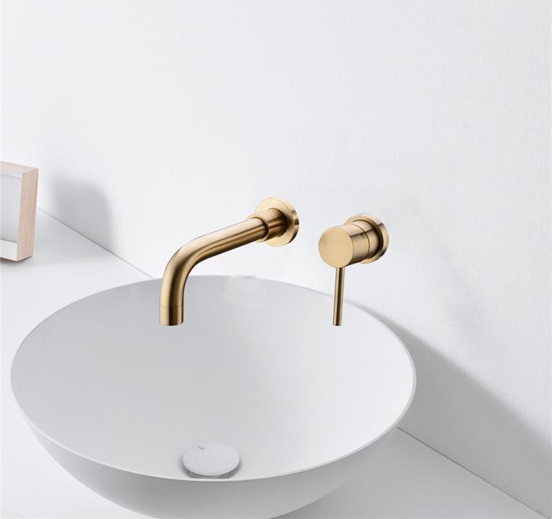 Bathroom Faucet – Modern Brass, Wall Mounted