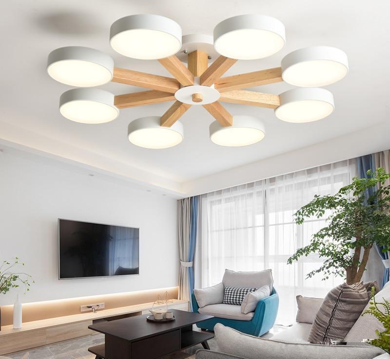 Luxury Multi-Stem Chandelier, Metal Wood Acrylic Fan Light for Living Room
