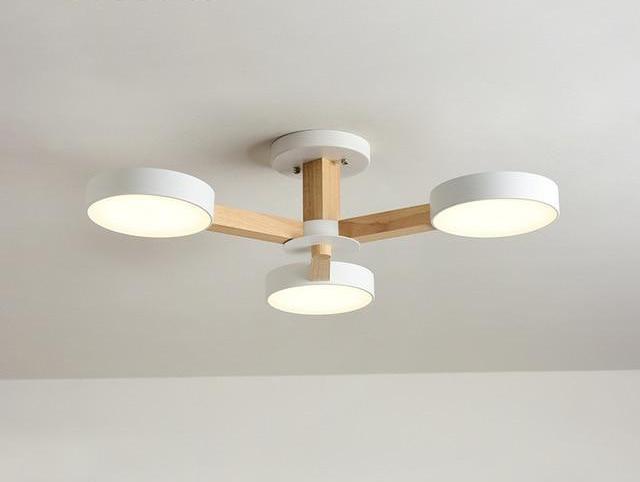Luxury Multi-Stem Chandelier, Metal Wood Acrylic Fan Light for Living Room