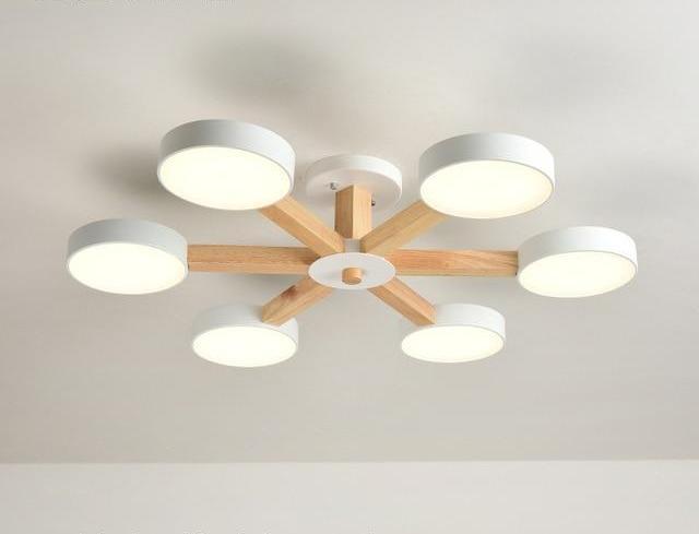 Luxury Multi-Stem Chandelier, Metal Wood Acrylic Fan Light for Living Room