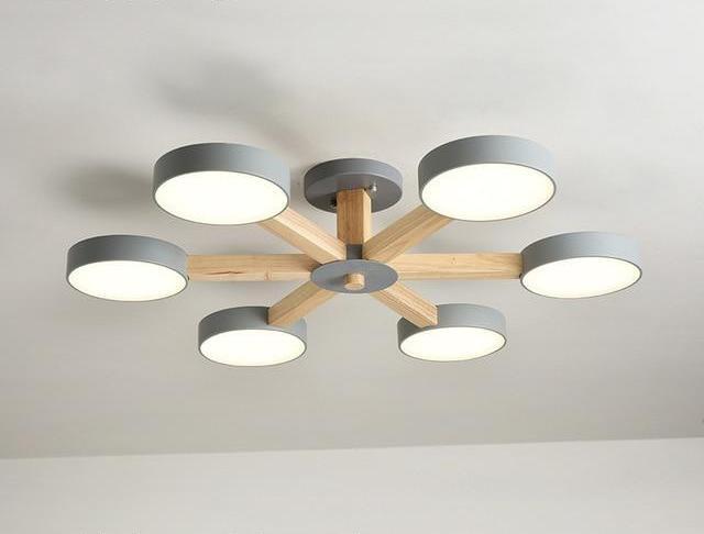 Luxury Multi-Stem Chandelier, Metal Wood Acrylic Fan Light for Living Room