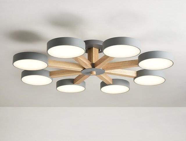 Luxury Multi-Stem Chandelier, Metal Wood Acrylic Fan Light for Living Room