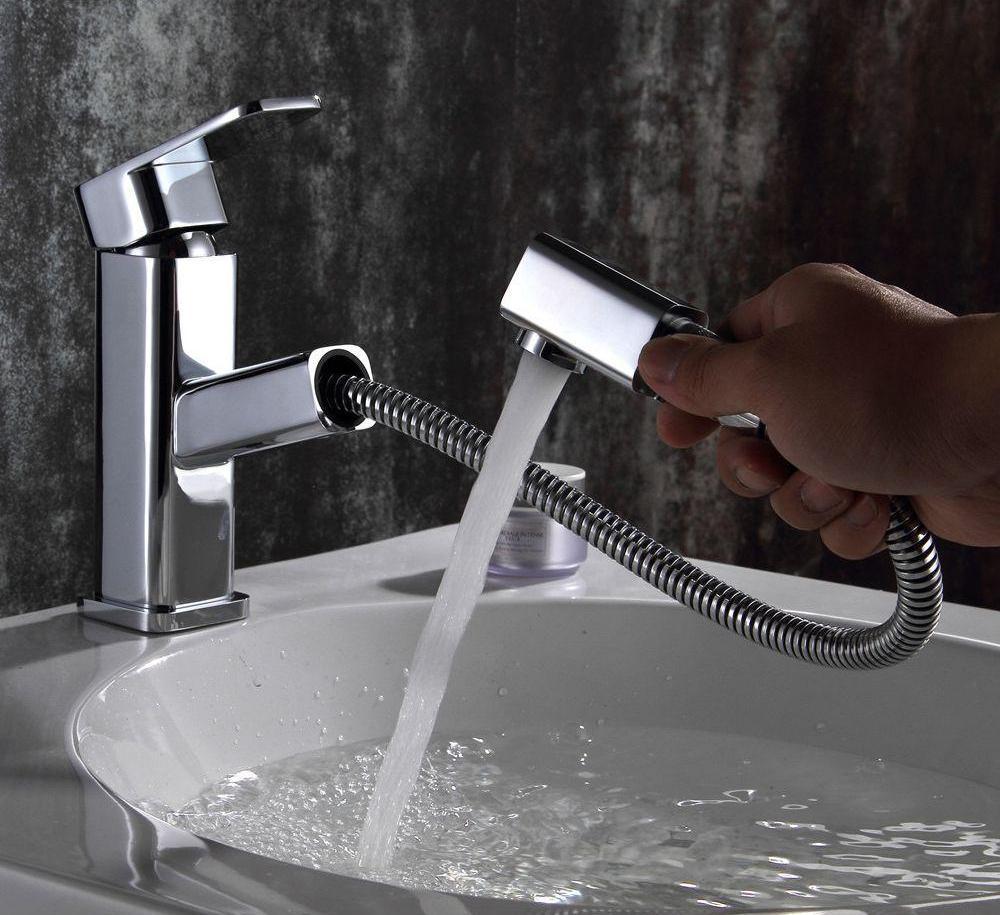 Bathroom Faucet – Modern, Square Crane Hose Extend