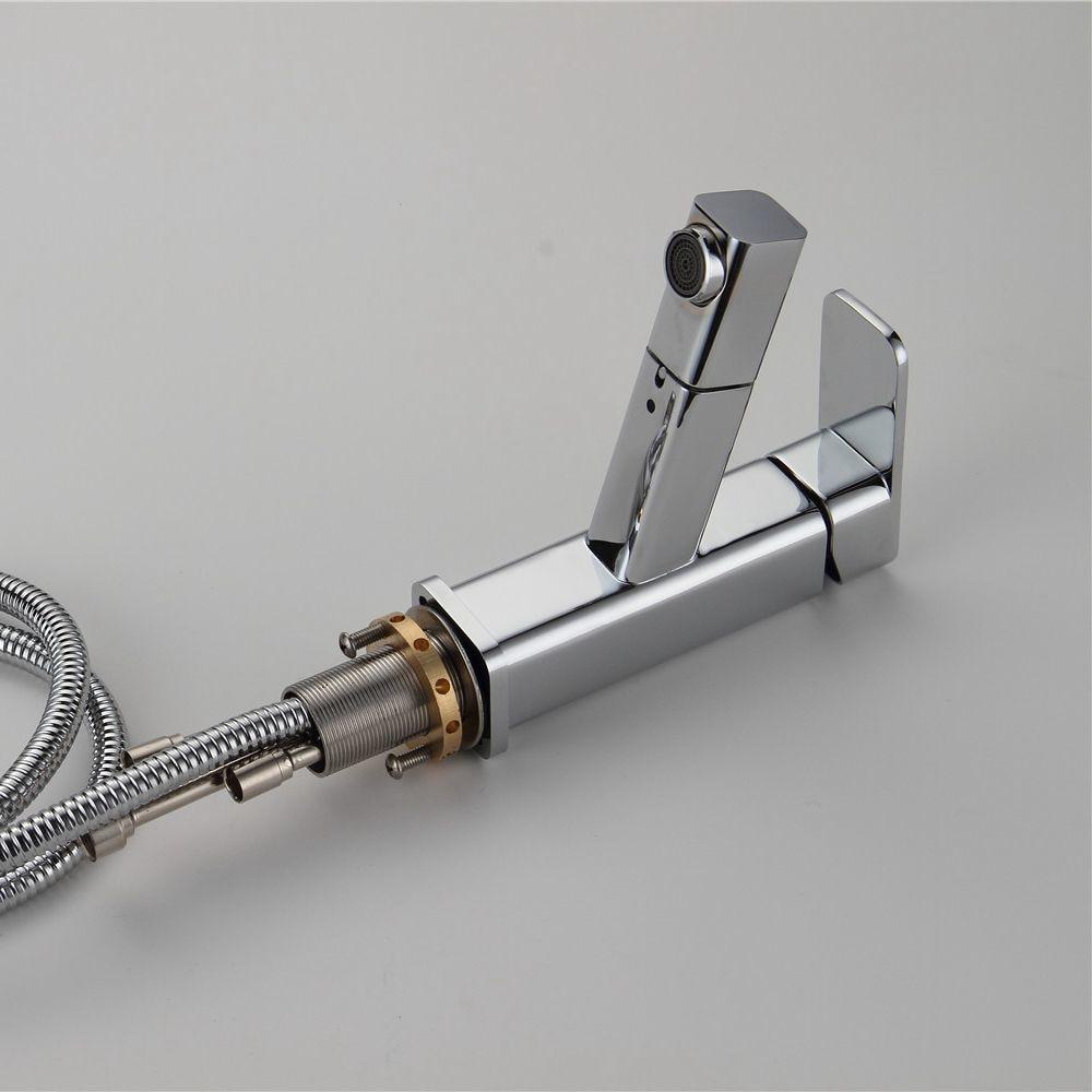 Bathroom Faucet – Modern, Square Crane Hose Extend