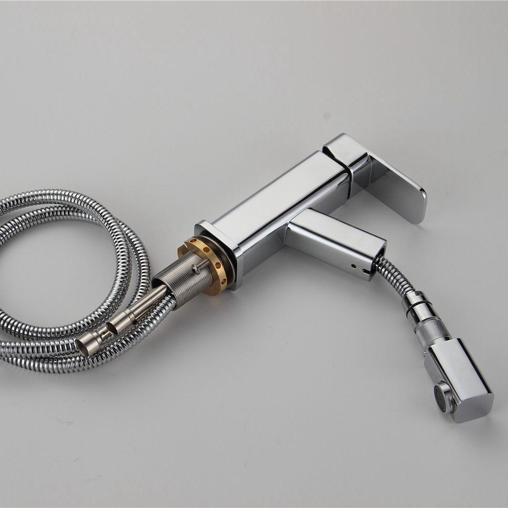 Bathroom Faucet – Modern, Square Crane Hose Extend