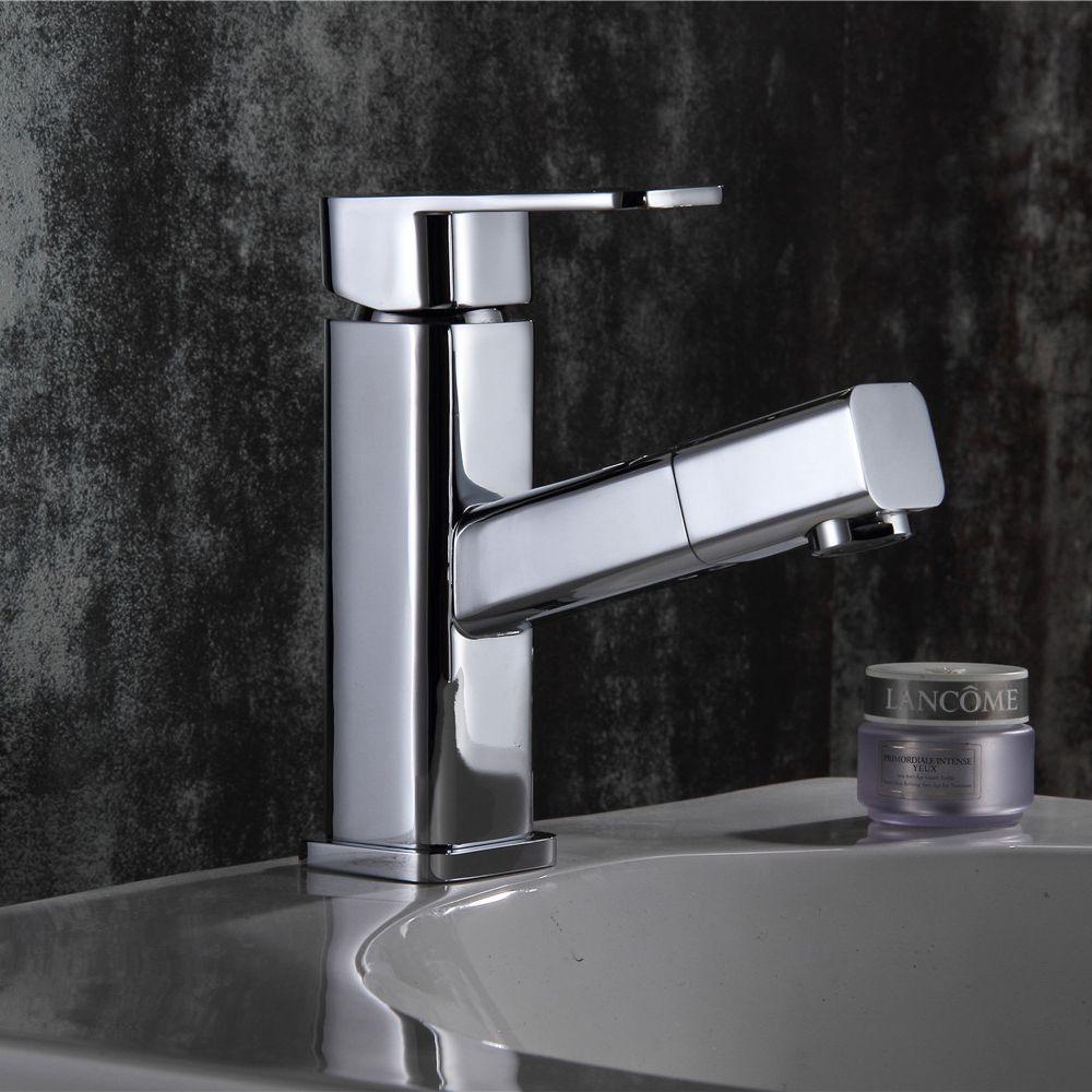 Bathroom Faucet – Modern, Square Crane Hose Extend