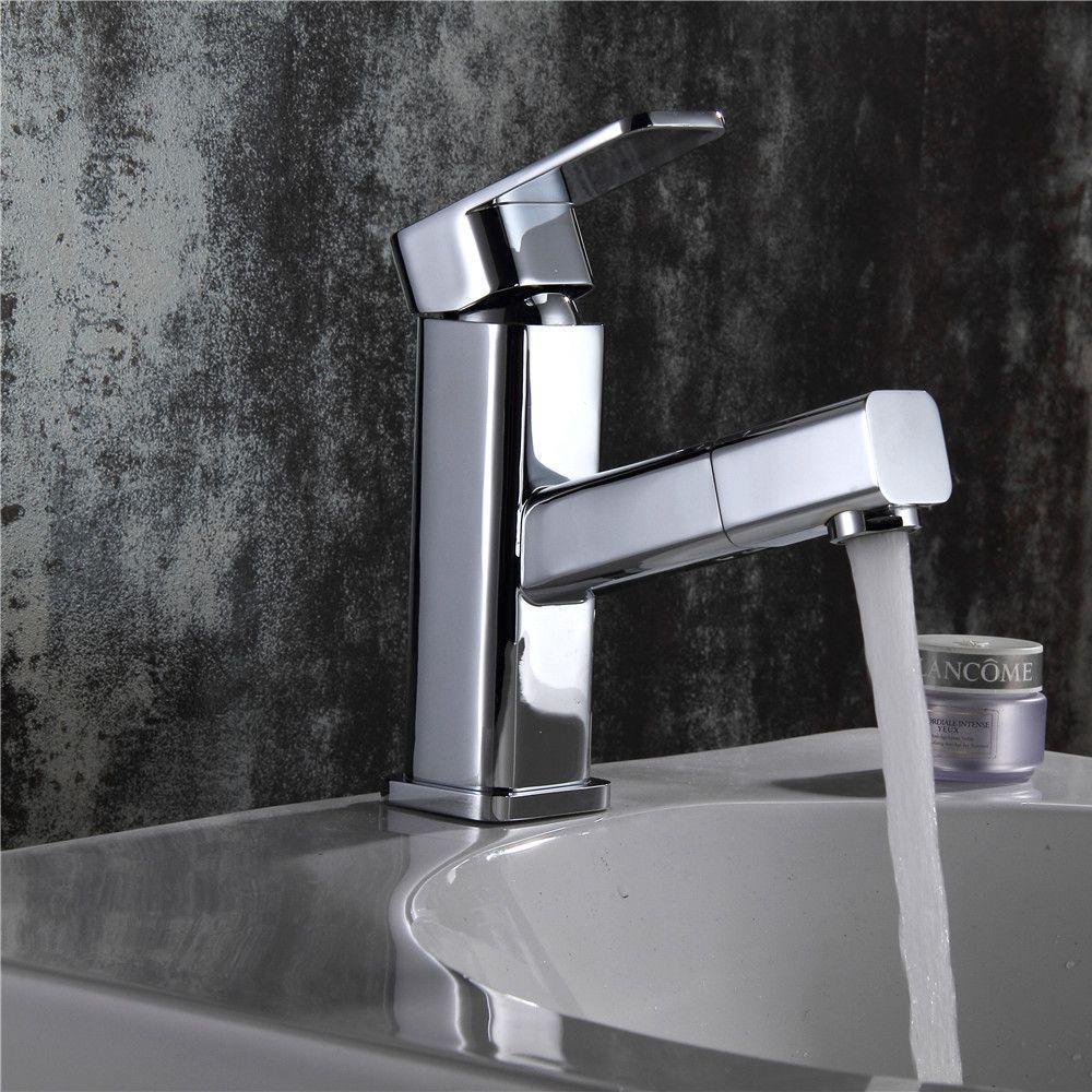 Bathroom Faucet – Modern, Square Crane Hose Extend