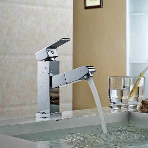Bathroom Faucet – Modern, Square Crane Hose Extend