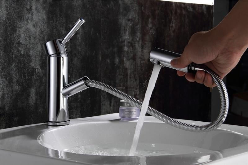 Bathroom Faucet – Modern, Square Crane Hose Extend