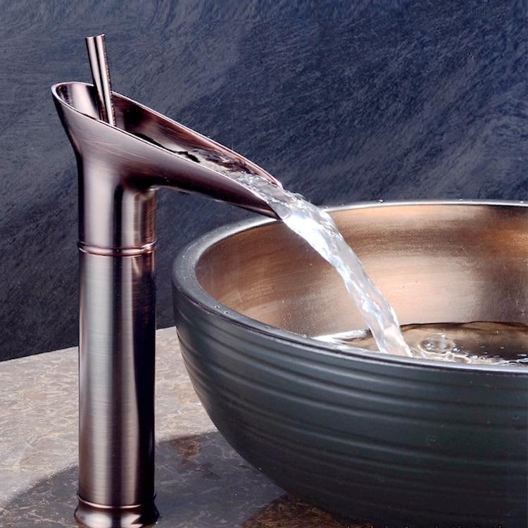 Bathroom Faucet Waterfall Single Handle Brass Luxury