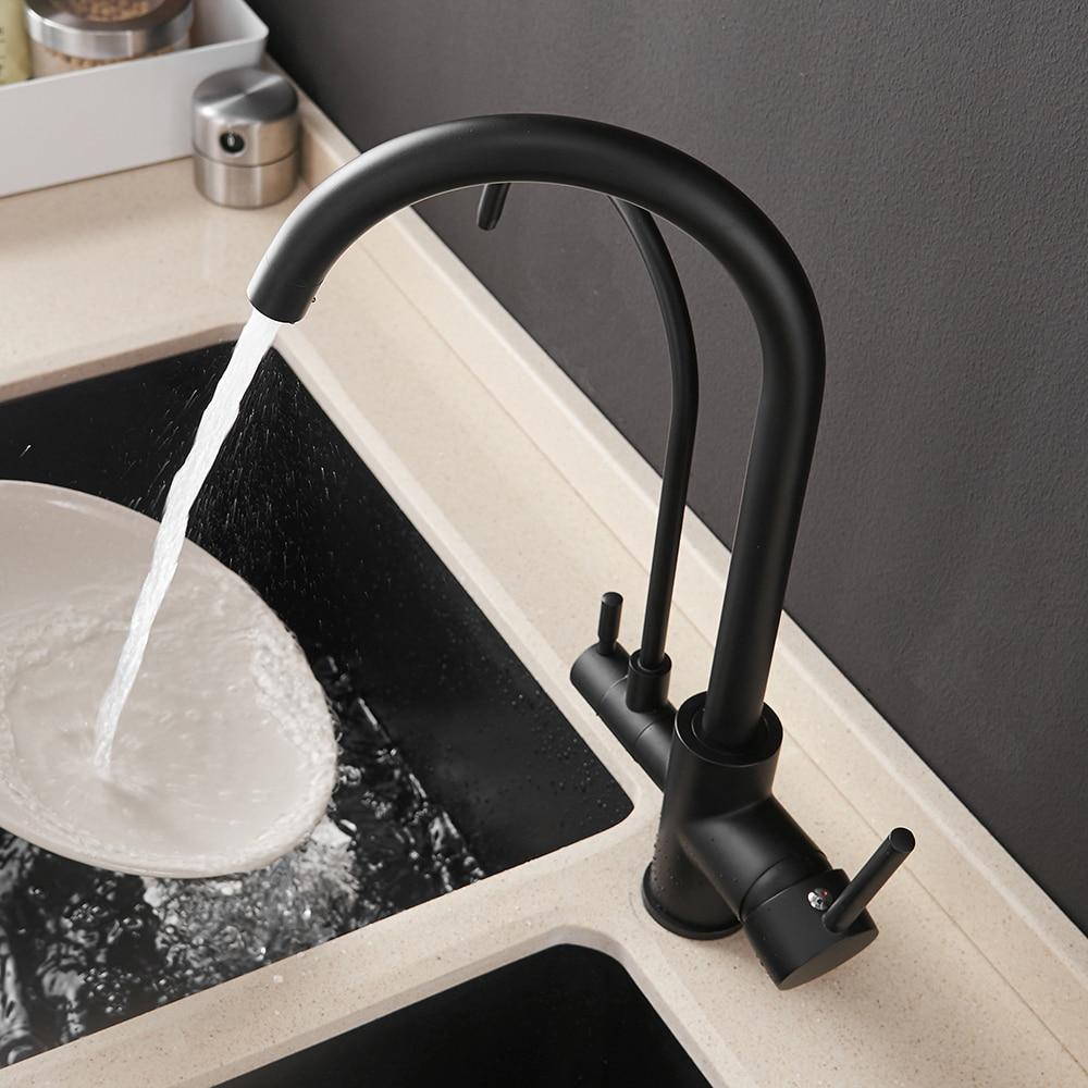Bathroom Faucet – Modern Ceramic, Deck Mount Double Crane