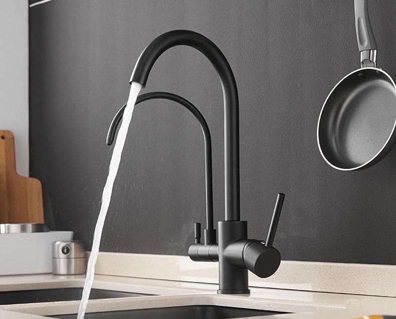 Bathroom Faucet – Modern Ceramic, Deck Mount Double Crane