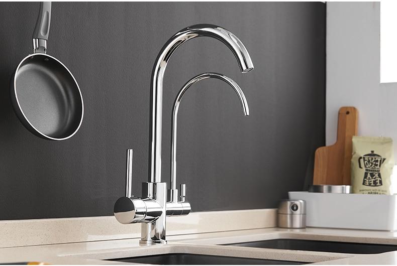 Bathroom Faucet – Modern Ceramic, Deck Mount Double Crane