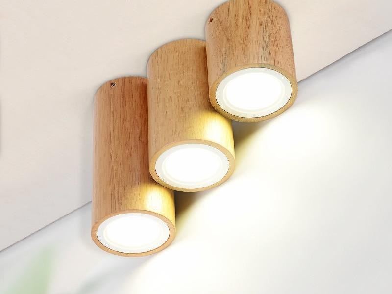 Modern Nordic Wood Glass LED Ceiling Light, Flush Mount for Bedroom