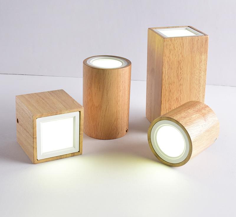 Modern Nordic Wood Glass LED Ceiling Light, Flush Mount for Bedroom