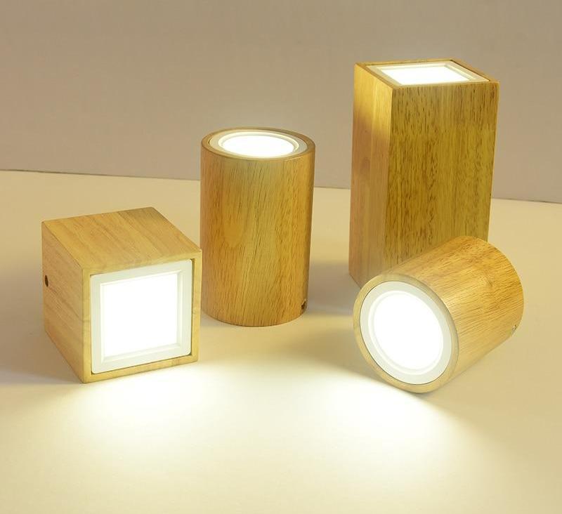 Modern Nordic Wood Glass LED Ceiling Light, Flush Mount for Bedroom