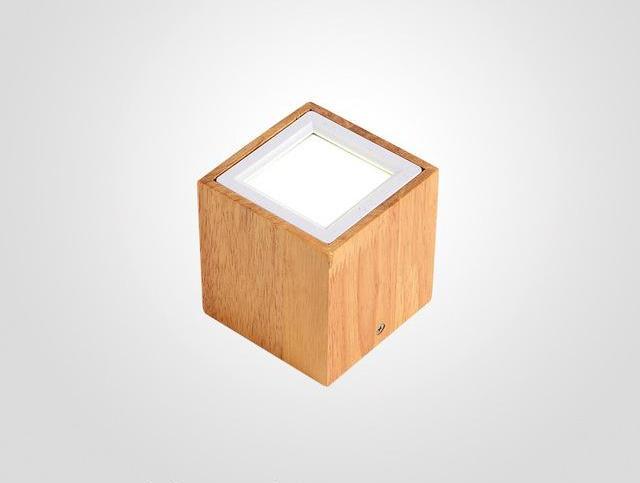 Modern Nordic Wood Glass LED Ceiling Light, Flush Mount for Bedroom