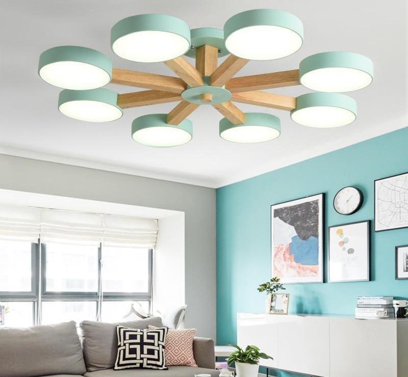 Luxury Multi-Stem Chandelier, Metal Wood Acrylic Fan Light for Living Room