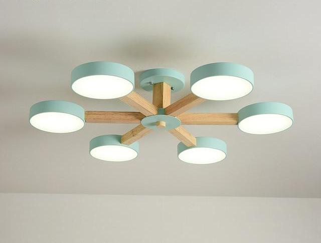 Luxury Multi-Stem Chandelier, Metal Wood Acrylic Fan Light for Living Room