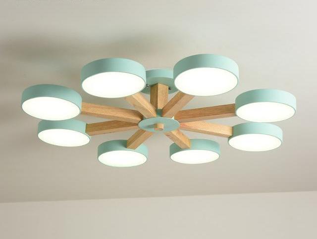 Luxury Multi-Stem Chandelier, Metal Wood Acrylic Fan Light for Living Room