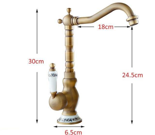 Bathroom Faucet Vintage Brass Single Handle Vanity Sink