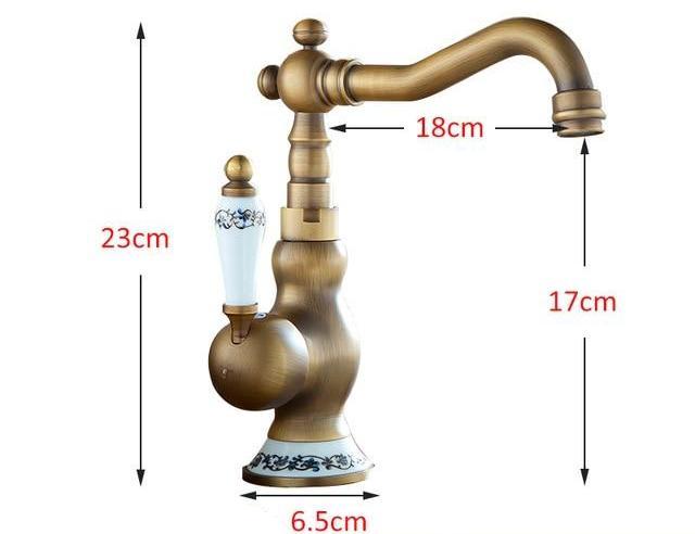 Bathroom Faucet Vintage Brass Single Handle Vanity Sink