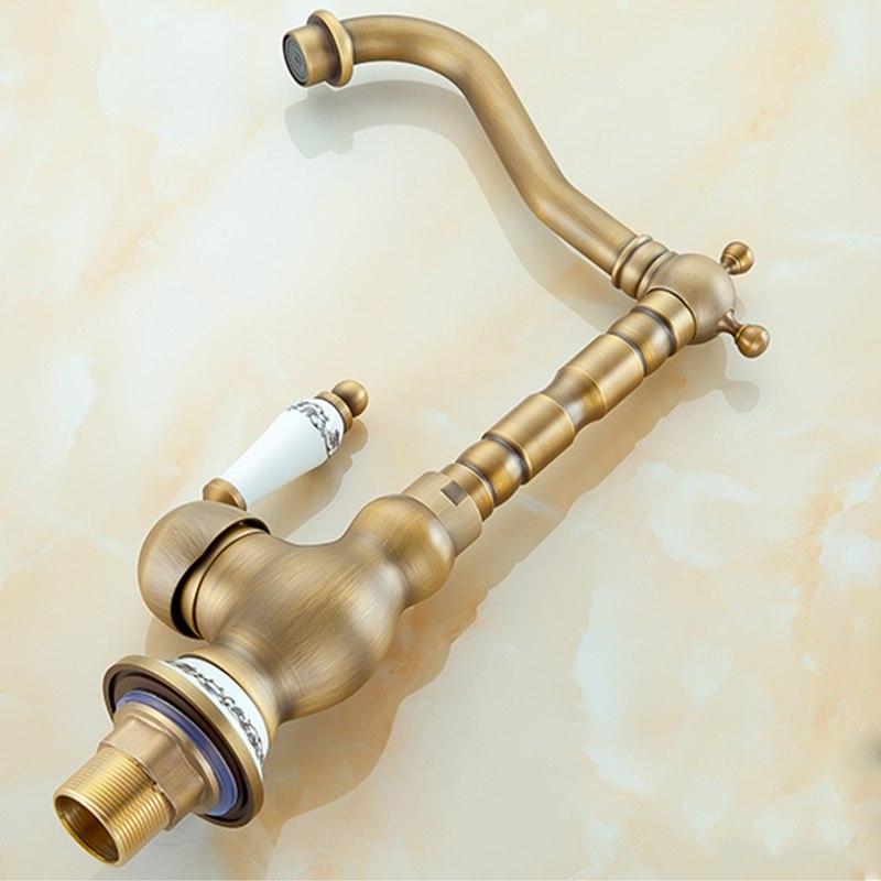 Bathroom Faucet Vintage Brass Single Handle Vanity Sink