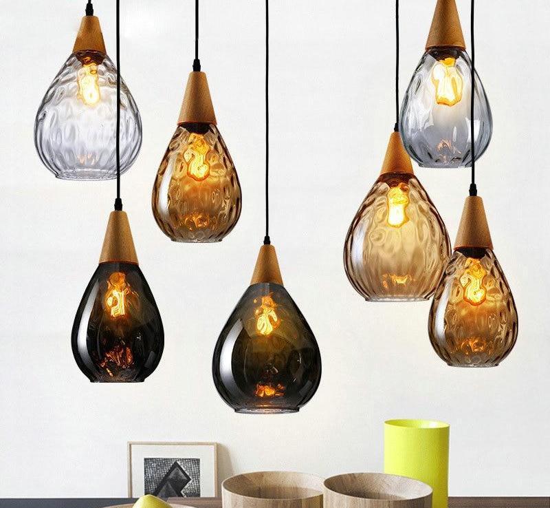 Nordic Dimpled Glass Pendant Lamp, Warm Drop Light for Kitchen Dining Room