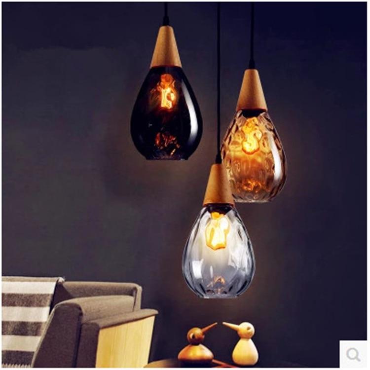 Nordic Dimpled Glass Pendant Lamp, Warm Drop Light for Kitchen Dining Room