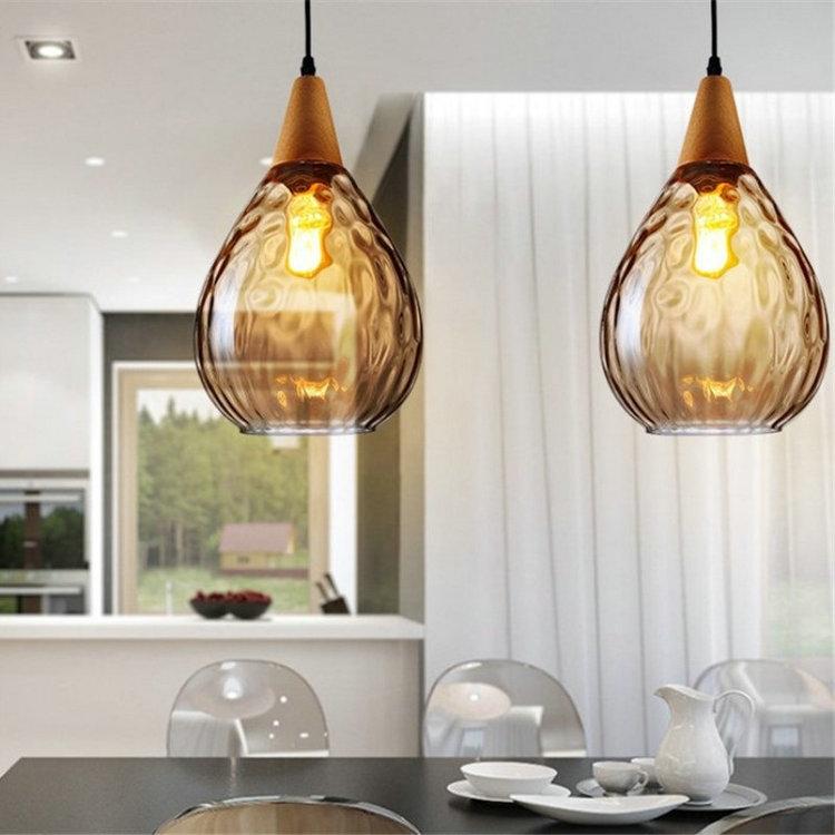 Nordic Dimpled Glass Pendant Lamp, Warm Drop Light for Kitchen Dining Room