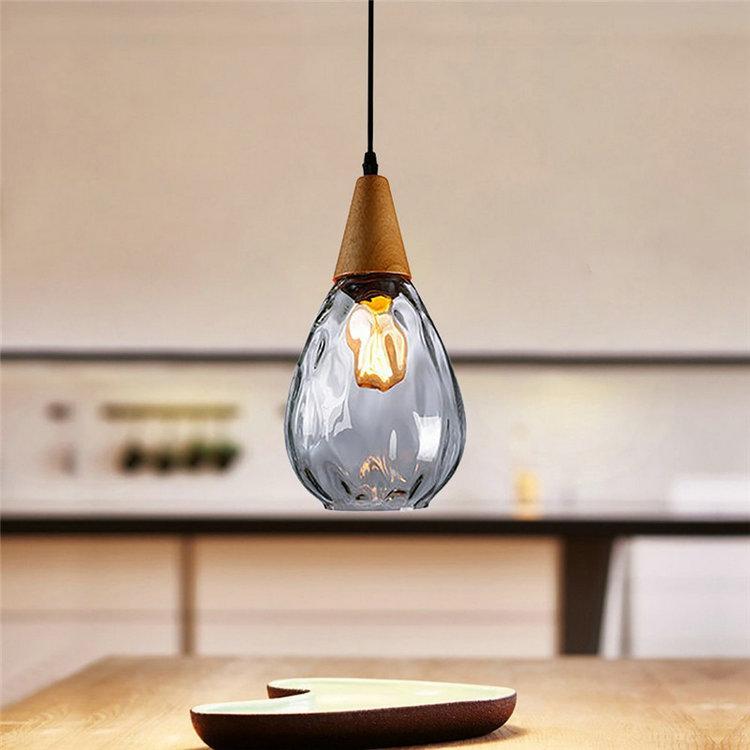 Nordic Dimpled Glass Pendant Lamp, Warm Drop Light for Kitchen Dining Room