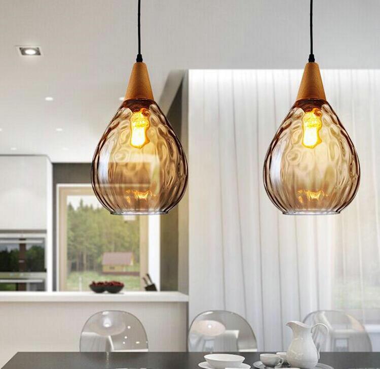 Nordic Dimpled Glass Pendant Lamp, Warm Drop Light for Kitchen Dining Room
