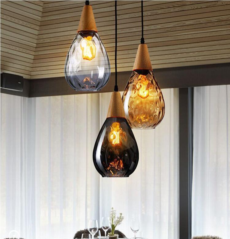 Nordic Dimpled Glass Pendant Lamp, Warm Drop Light for Kitchen Dining Room